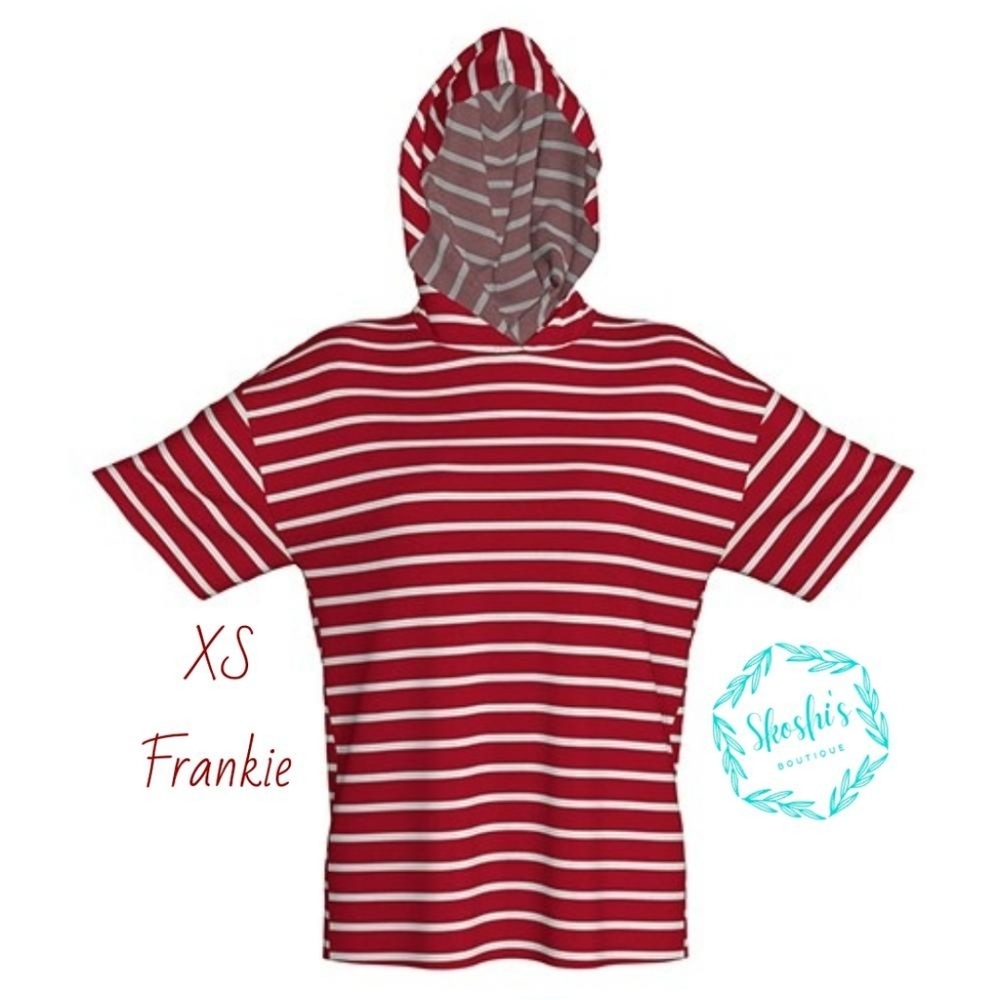 LuLaRoe Frankie Red and White Striped Hoodie